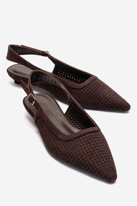 197-26Y14-3-KAHVERENGI SUETAVIVA Kahverengi Süet Sivri Burunlu Kadın Alçak Topuklu Ayakkabı