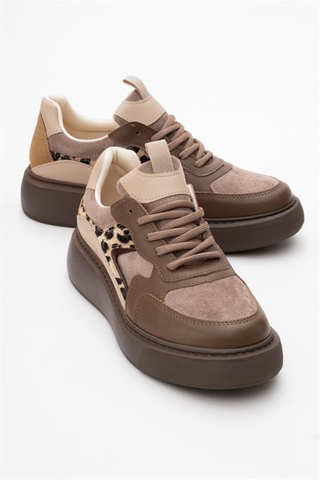17-Y705-3-KAHVERENGI DESENLIDREA Kahverengi Desenli Kadın Günlük Sneakers