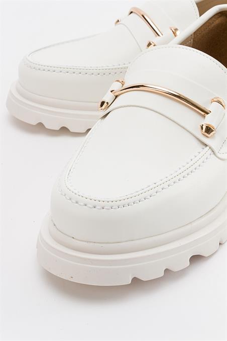 DUAL Beyaz Cilt Kadın Oxford Ayakkabı