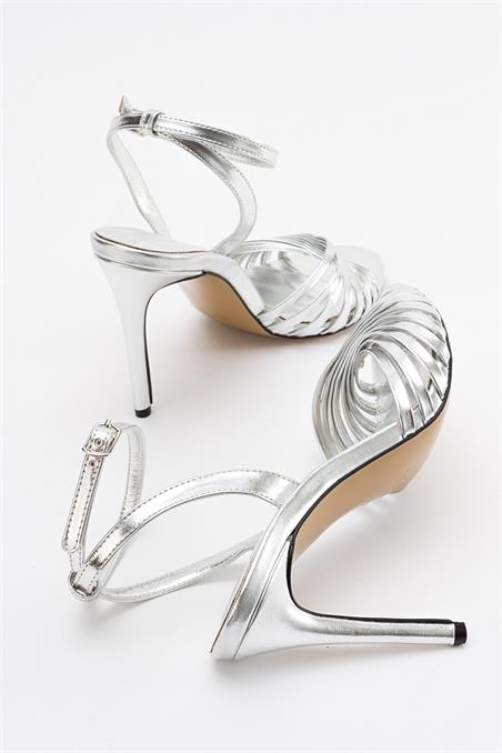 GİBS Gümüş Kadın Topuklu Ayakkabı