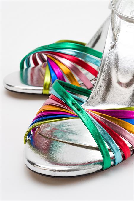 GİBS Gümüş Multi Kadın Topuklu Ayakkabı