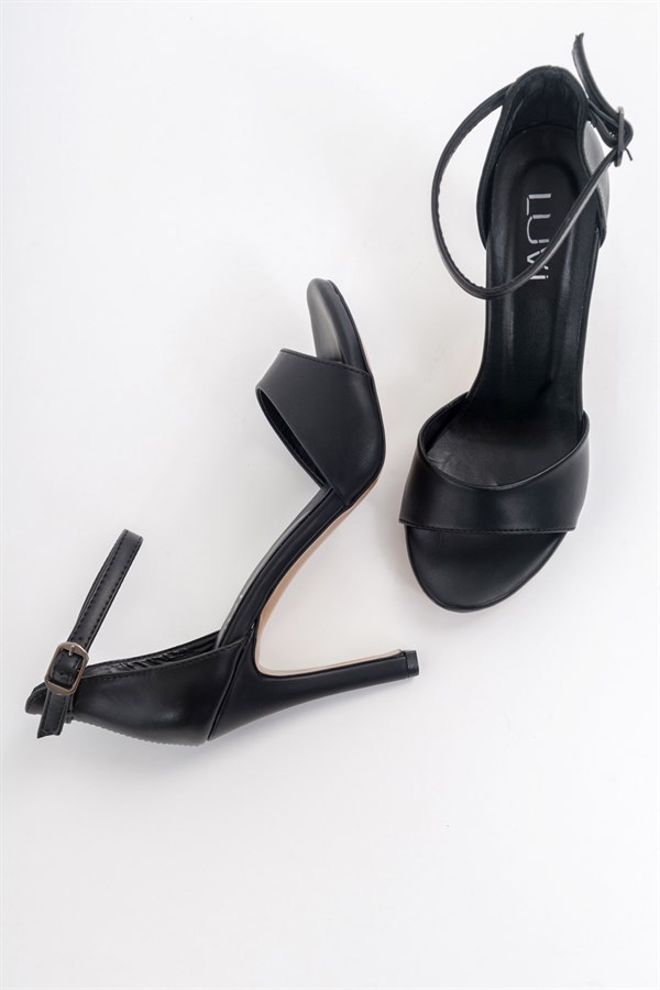 HARVEY Siyah Cilt Kadın Topuklu Ayakkabı