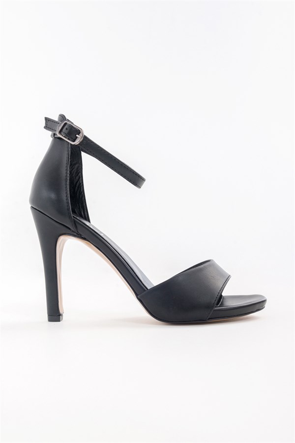 HARVEY Siyah Cilt Kadın Topuklu Ayakkabı