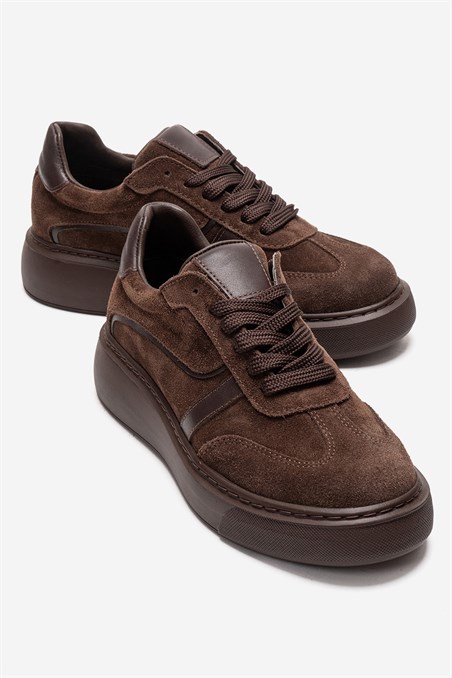 17-502-2-KAHVERENGI SUETIVARA Kahverengi Süet Hakiki Deri Kadın Günlük Sneakers
