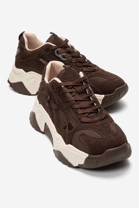 98-65137-25-KAHVERENGI SUETLECCE Kahverengi Süet Kadın Spor Sneakers
