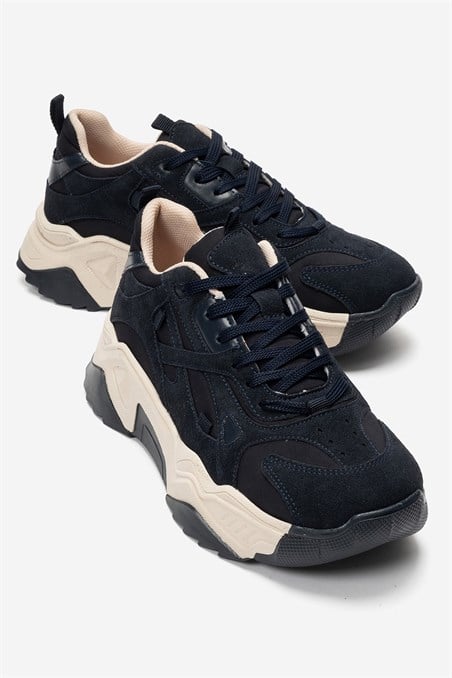 98-65137-26-LACIVERT SUETLECCE Lacivert Süet Kadın Spor Sneakers
