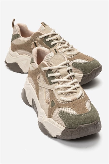 98-65137-27-YESIL/VIZON SUET MULTILECCE Yeşil Vizon Süet Multi Kadın Spor Sneakers