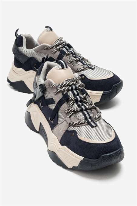 98-65160-11-LACIVERT SUETLEONA Lacivert Süet Kadın Spor Sneakers