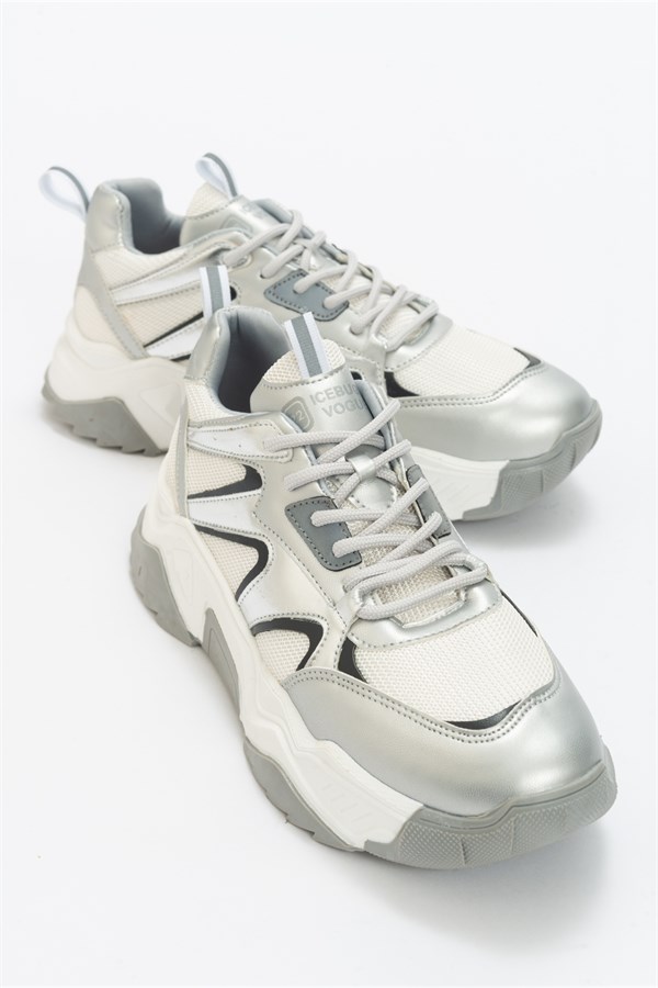 98-65142-2-BEYAZLİMOS Gümüş Beyaz Kadın Spor Ayakkabı