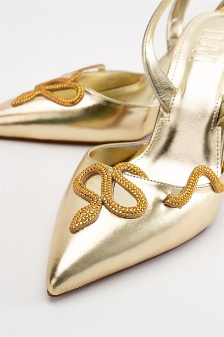MOLPO Altın Kadın Topuklu Ayakkabı