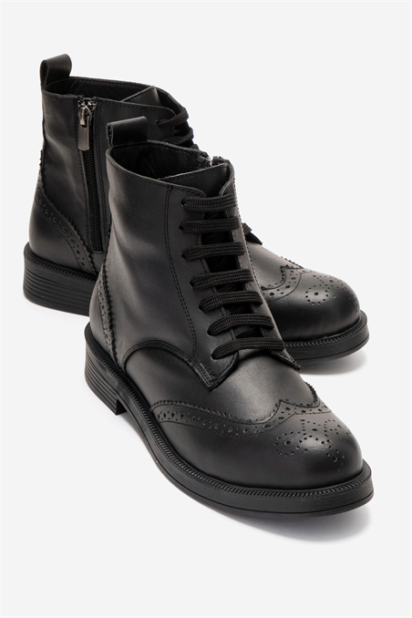 139-20-7-SIYAH CILTNELVY Siyah Cilt Hakiki Deri Kadın Bot