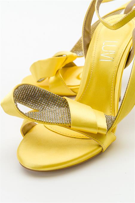 PARES Sarı Saten Kadın Topuklu Ayakkabı