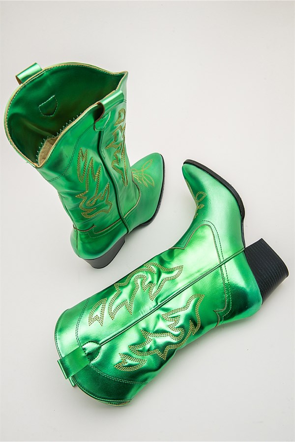 RODDY Metalik Yeşil Kadın Çizme
