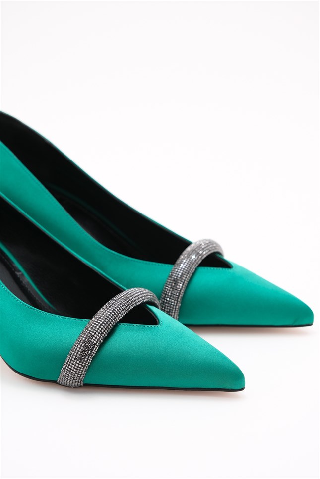 ROSIE Yeşil Saten Kadın Topuklu Ayakkabı