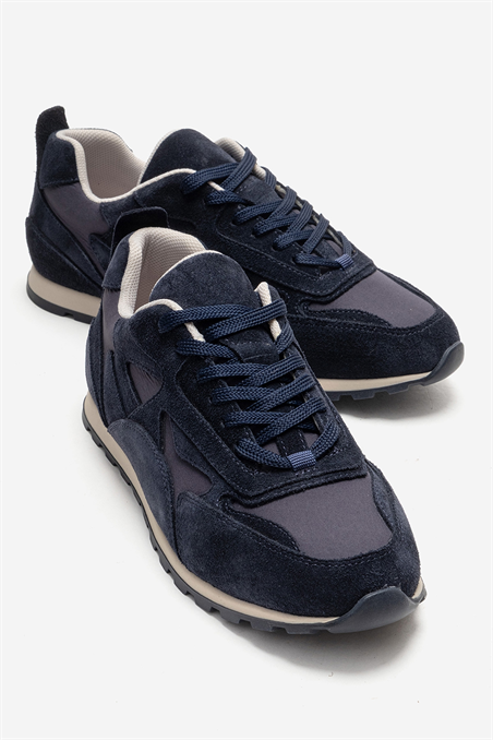 98-84144-1-LACIVERT SUETSAHRA Lacivert Süet Hakiki Deri Kadın Sneaker