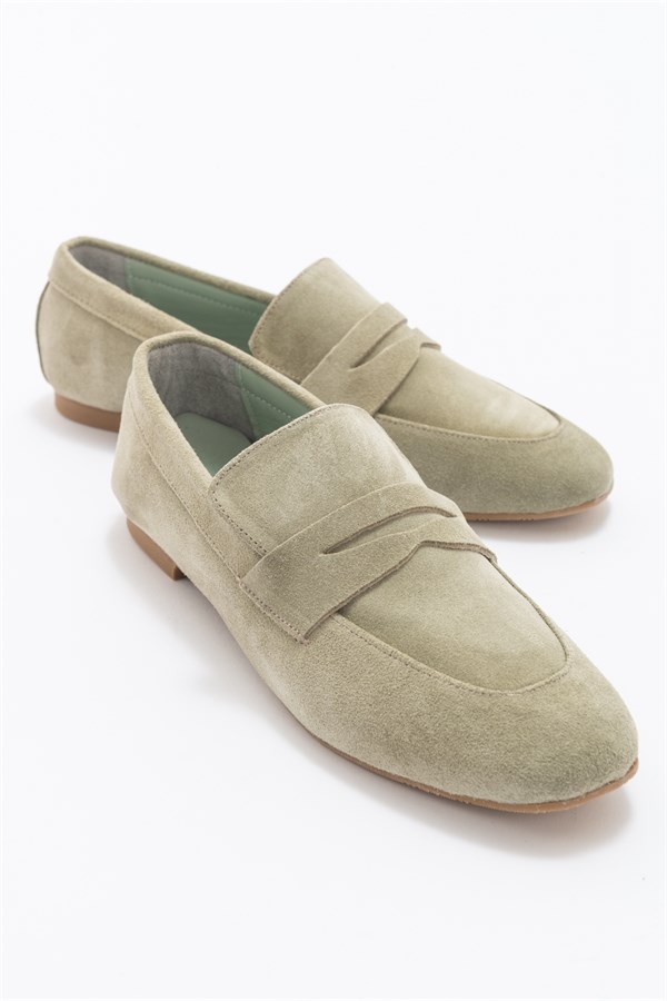 151-04-6-ACIK YESIL SUETVERUS Açık Yeşil Hakiki Deri Kadın Loafer Ayakkabı