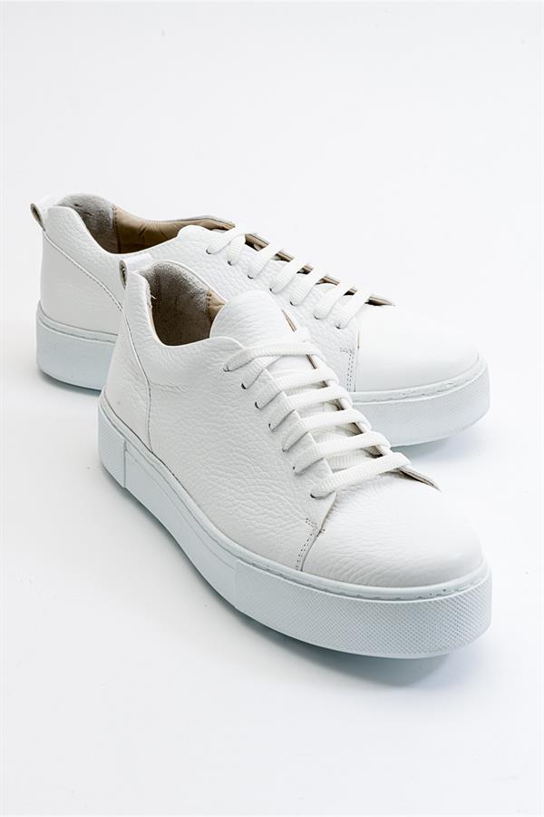 VUNO Beyaz Cilt Deri Kadın Sneakers