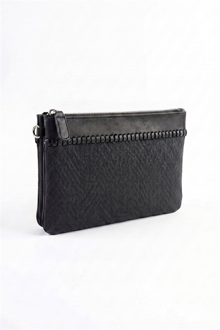 11-YK4803-4-SIYAH DESENLIZENIX Siyah Desenli Kadın Clutch Çanta