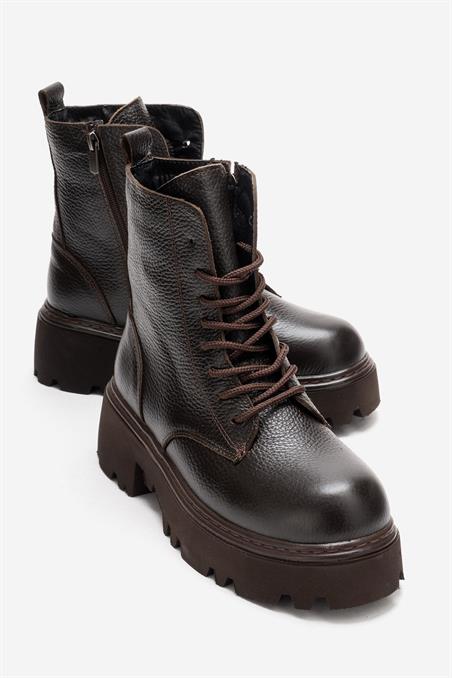 74-181-2-KAHVELORETA Kahve Hakiki Deri Kadın Postal Bot