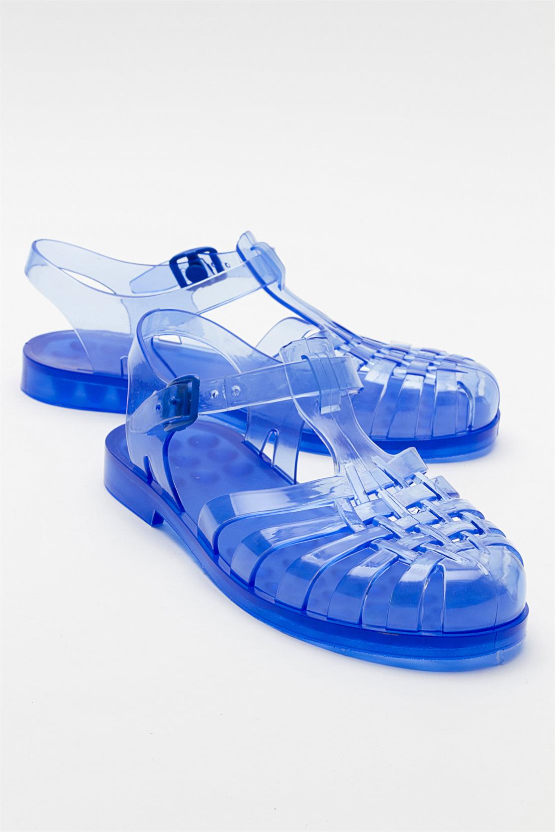 FLENK Şeffaf Mavi Kadın Sandalet