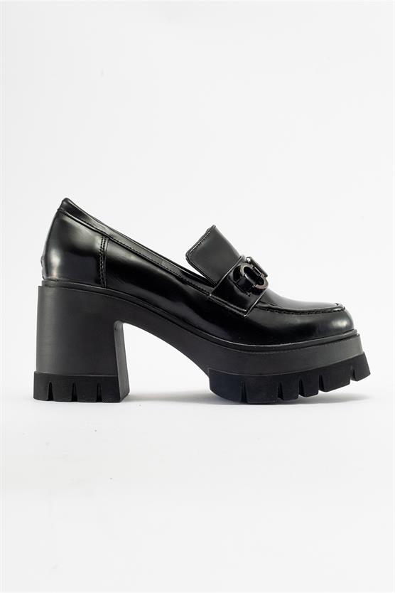 16-535-1-SIYAH MAT RUGANARTEMİS Siyah Mat Rugan Kadın Platform Topuklu Ayakkabı