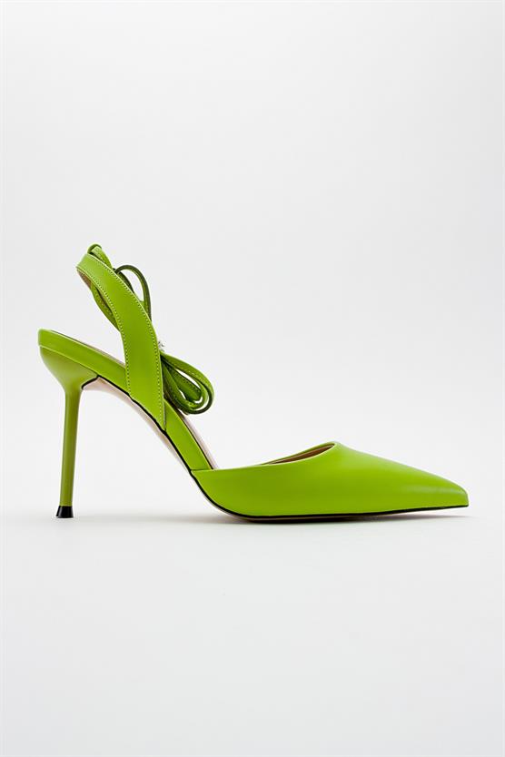225-5169-3-YESILBONJE Yeşil Kadın Topuklu Ayakkabı
