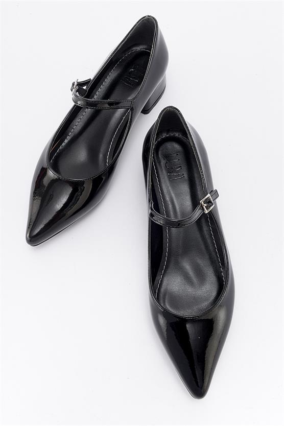 79-160-1-SIYAH RUGANCELEUS Siyah Rugan Kadın Topuklu Ayakkabı