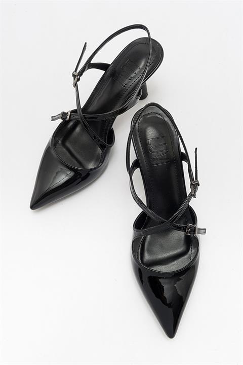 71-3577-1-SIYAH RUGANCOJE Siyah Rugan Kadın Topuklu Ayakkabı