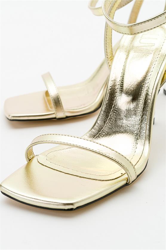 359-5170-6-METALIK ALTINEDWİN Metalik Altın Kadın Topuklu Ayakkabı