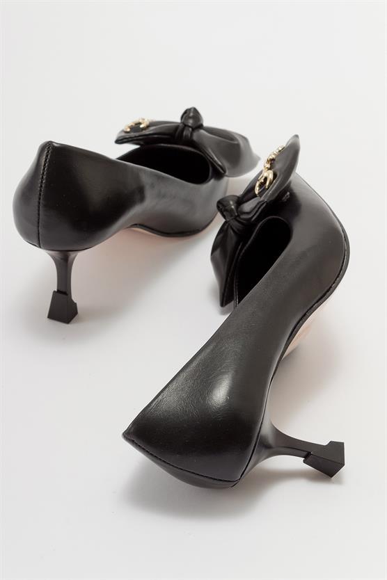 124-3102-1-SIYAH CILTHELLA Siyah Cilt Kadın Topuklu Ayakkabı