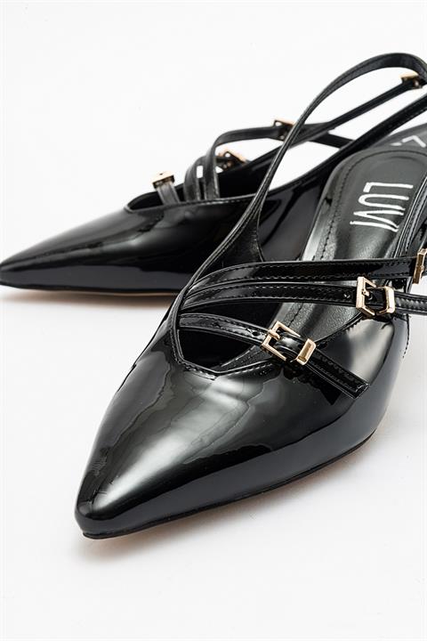124-6655-1-SIYAH RUGANMAGRA Siyah Rugan Kadın Topuklu Ayakkabı