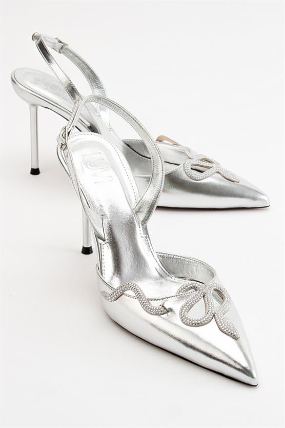 225-5160-4-GUMUSMOLPO Gümüş Kadın Topuklu Ayakkabı