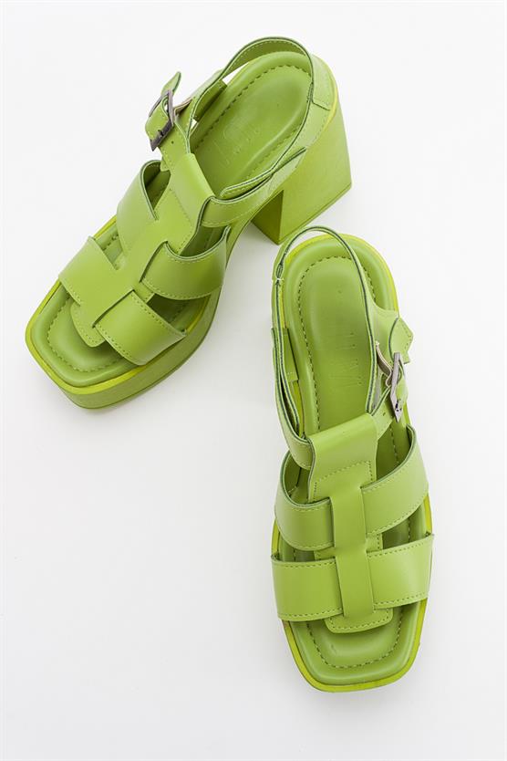 16-403-4-YESILPREK Yeşil Kadın Topuklu Sandalet
