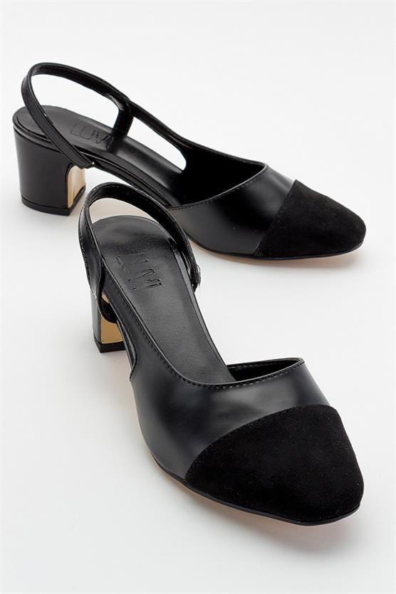 59-S3-10-SIYAH/SIYAH SUETS3 Siyah-Siyah Süet Kadın Topuklu Ayakkabı