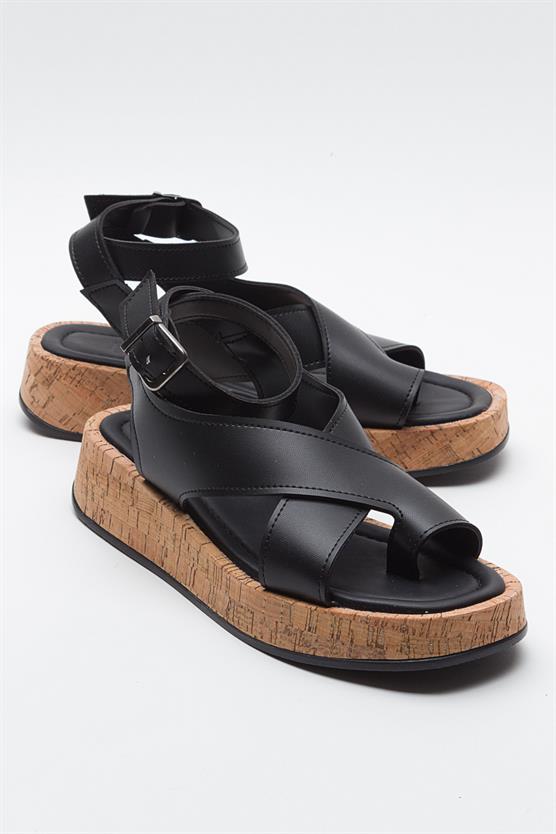 16-355-3-SIYAHSARY Siyah Kadın Sandalet