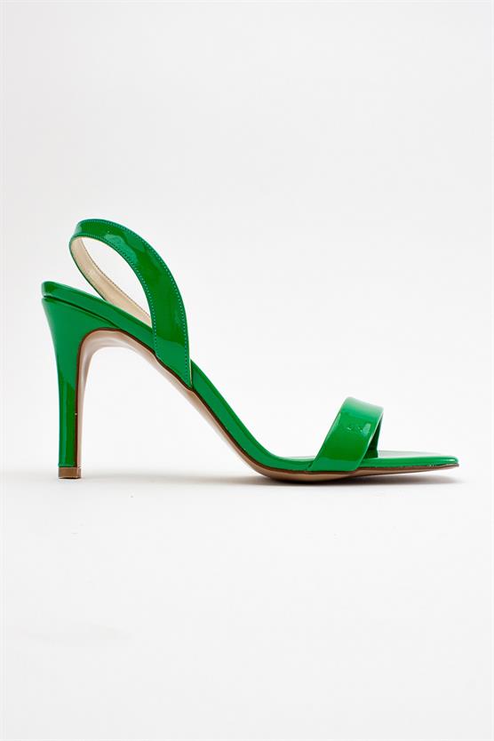 71-6034-5-YESIL RUGANSİMS Yeşil Rugan Kadın Topuklu Ayakkabı