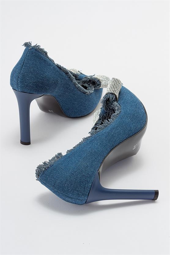 225-5139-3-KOT MAVIVEGAS Kot Mavi Kadın Topuklu Ayakkabı