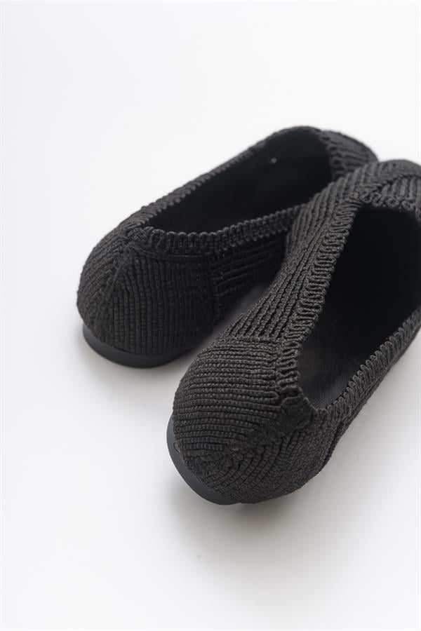 67-101-3101 Siyah Örme Kadın Babet Ayakkabı