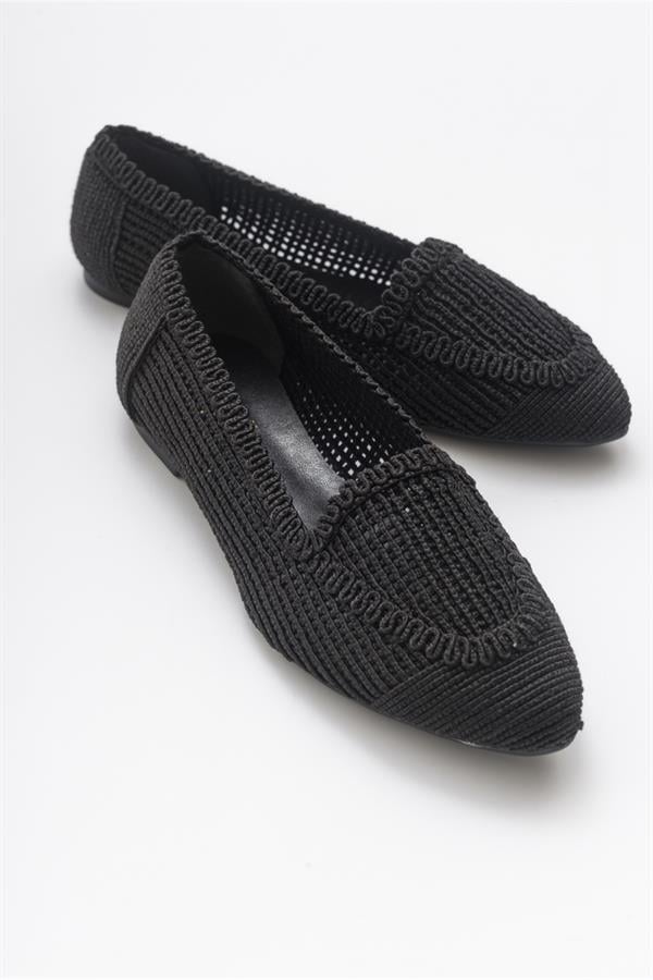 67-101-3101 Siyah Örme Kadın Babet Ayakkabı