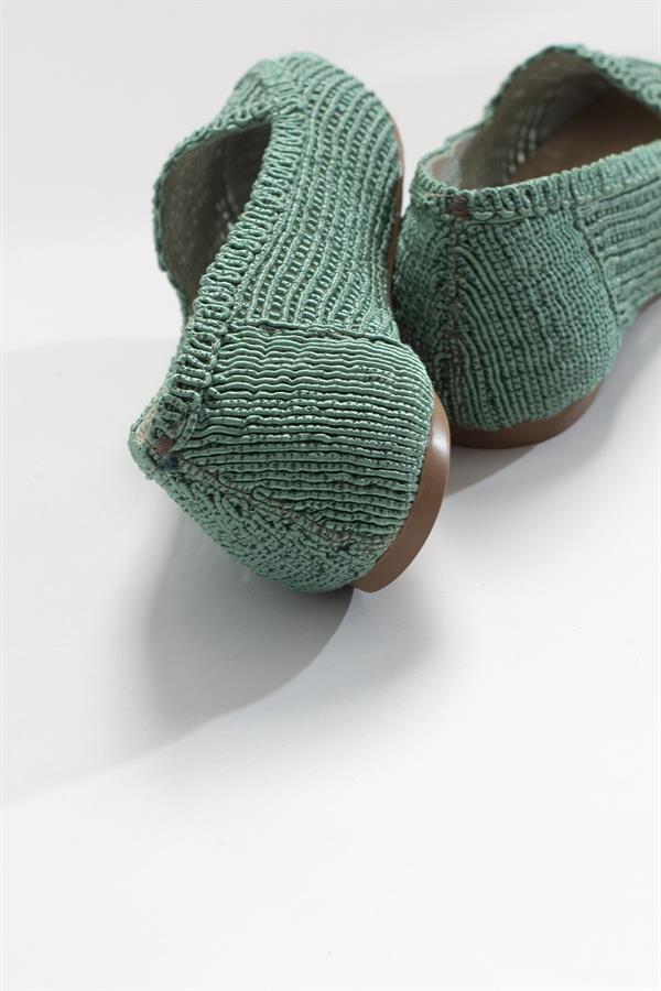 67-101-1101 Yeşil Örme Kadın Babet Ayakkabı
