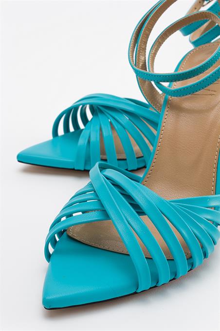 225-1015-4-MAVIALVO Mavi Kadın Topuklu Ayakkabı
