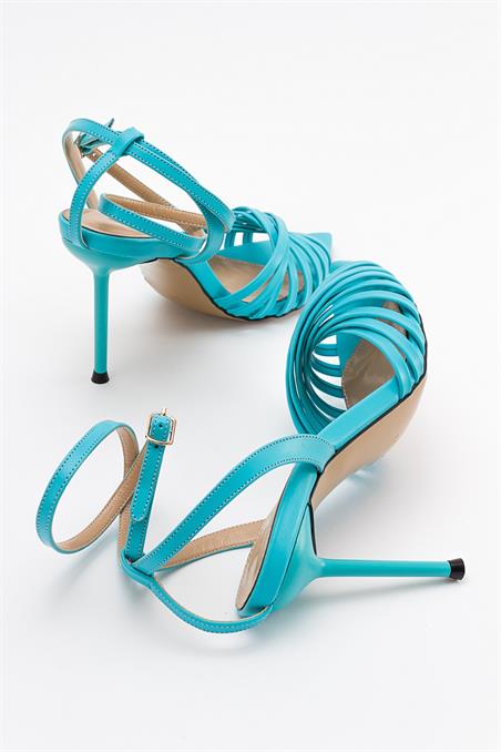 225-1015-4-MAVIALVO Mavi Kadın Topuklu Ayakkabı