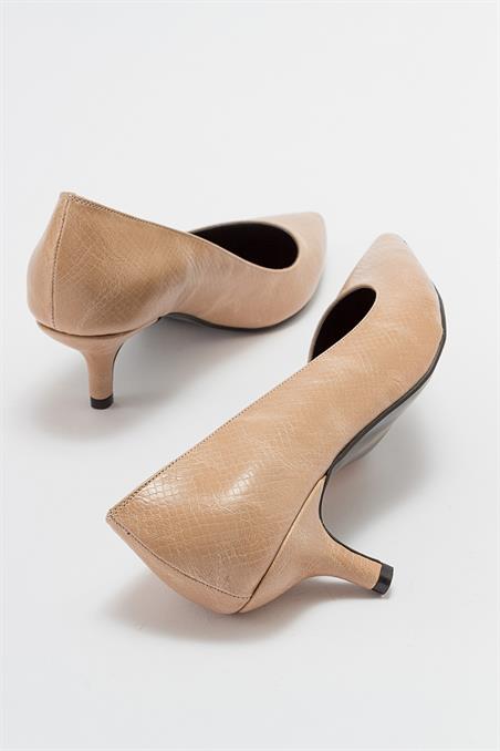 71-1000-2-BEJ DESENLIASPER Bej Desenli Kadın Topuklu Ayakkabı
