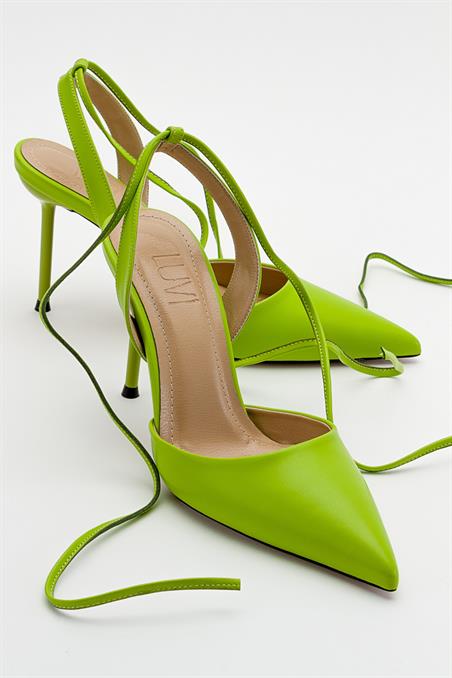 225-5169-3-YESILBONJE Yeşil Kadın Topuklu Ayakkabı