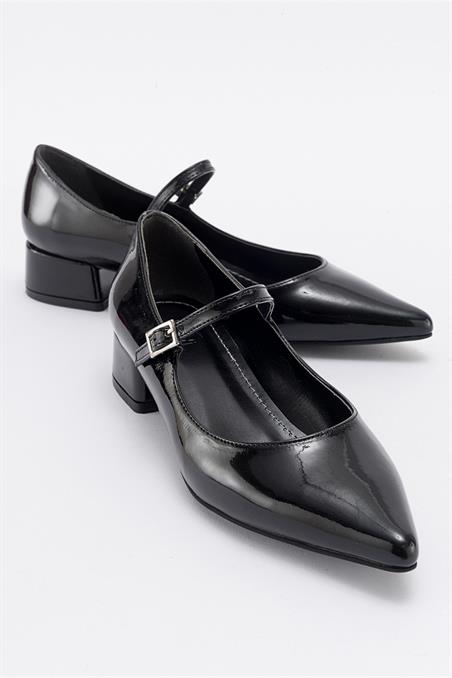 79-160-1-SIYAH RUGANCELEUS Siyah Rugan Kadın Topuklu Ayakkabı