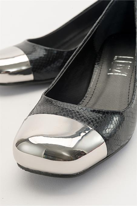 124-3680-2-SIYAH LAZERDOLVEN Siyah Lazer Kadın Topuklu Ayakkabı