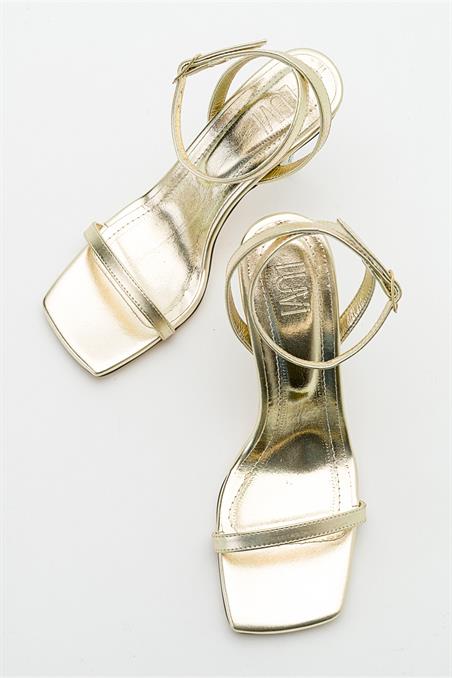 359-5170-6-METALIK ALTINEDWİN Metalik Altın Kadın Topuklu Ayakkabı