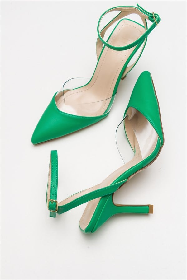 71-6141-4-YESILELISH Yeşil Kadın Topuklu Ayakkabı