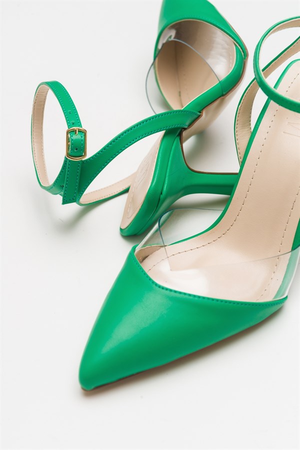 71-6141-4-YESILELISH Yeşil Kadın Topuklu Ayakkabı