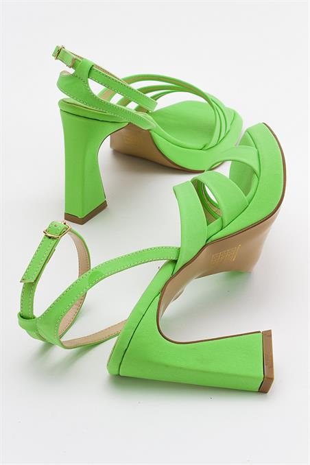 71-7555-4-FISTIK YESILFLORES Fıstık Yeşili Kadın Topuklu Ayakkabı